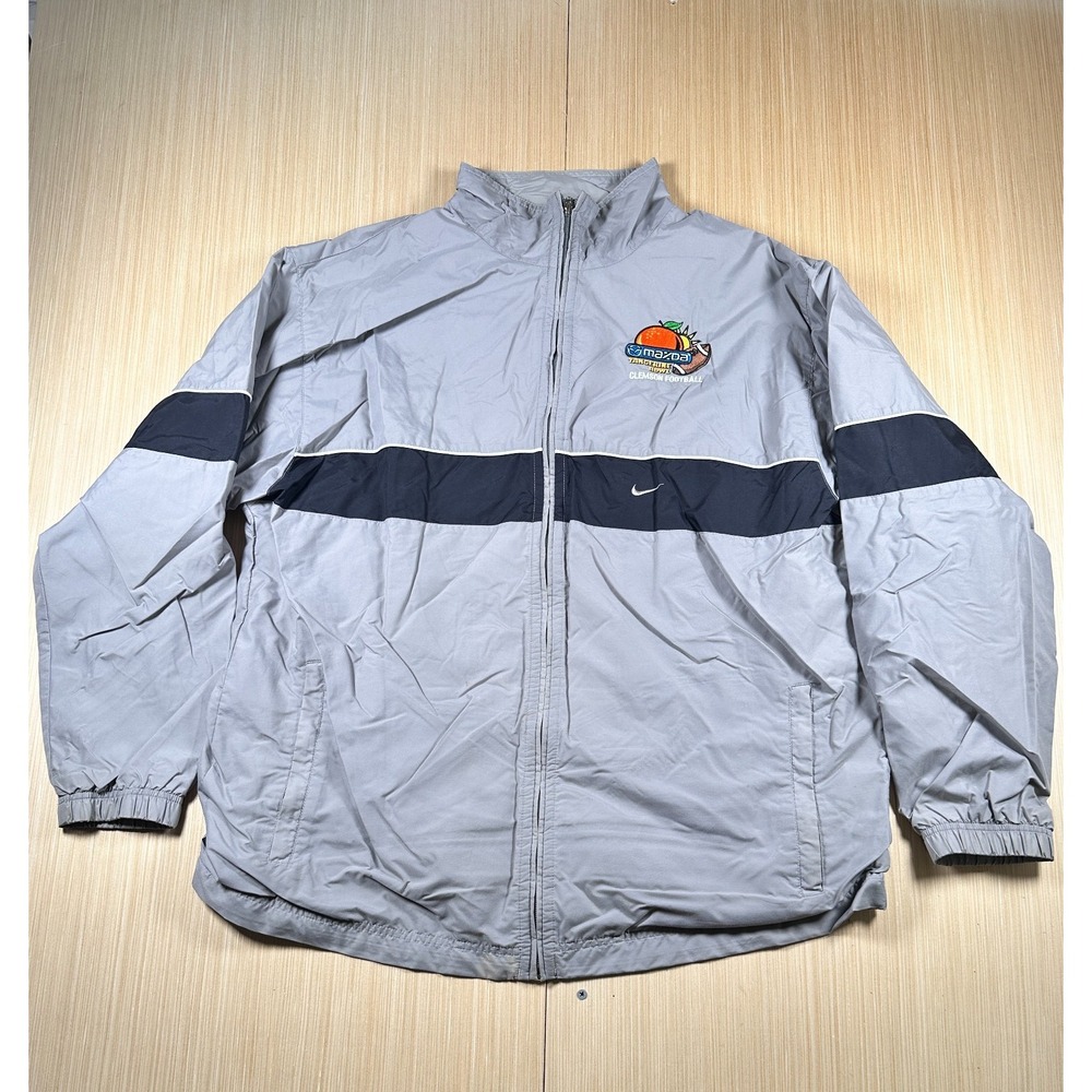 VTG Nike Clemson Tigers Windbreaker‎ Jacket Mens XL Gray Mazda Tangerine Bowl